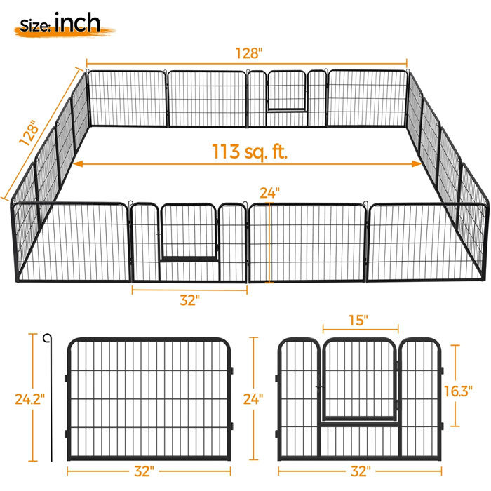 Yaheetech 16 Panels Playpen Large Barrier Metal Dog Pen & Reviews Wayfair